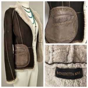 Bohemian Shearling Jacket Benedetta Novi Leather High Quality Italian Authentic